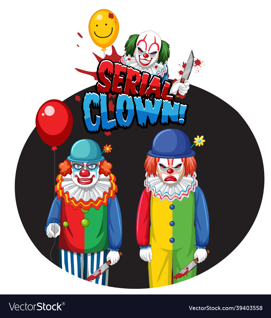 Serial clown badge with two creepy clowns Vector Image