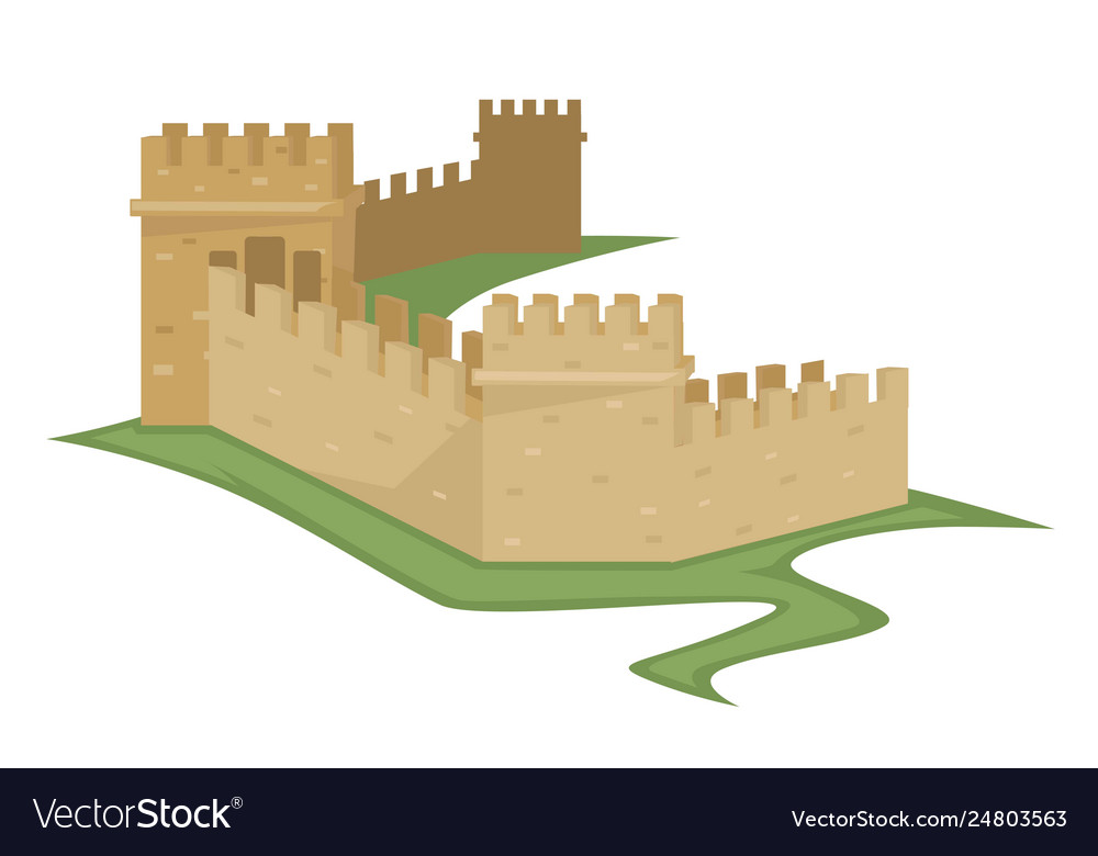 Chinese great wall isolated brick ancient Vector Image