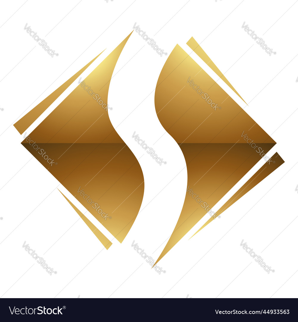 Golden letter s symbol on a white background