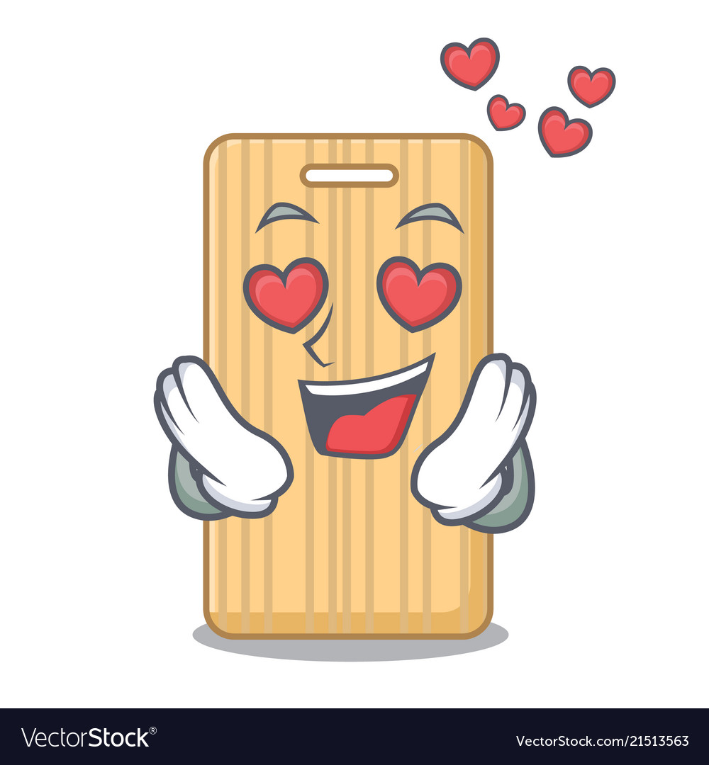 In love wooden cutting board mascot cartoon