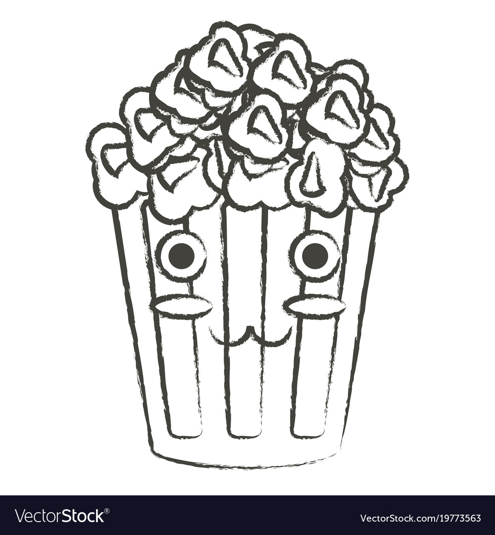 Kawaii pop corn bucket icon Royalty Free Vector Image