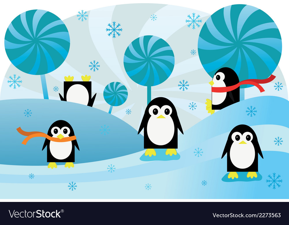 Penguins in snow