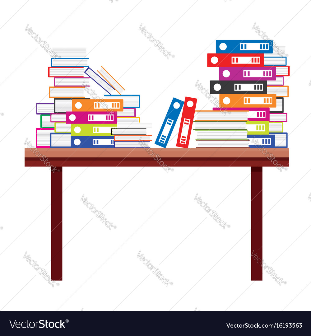 Pile books and document file folders on a Vector Image