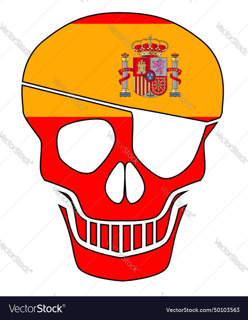 Spanish pirate skull silhouette with eye patch