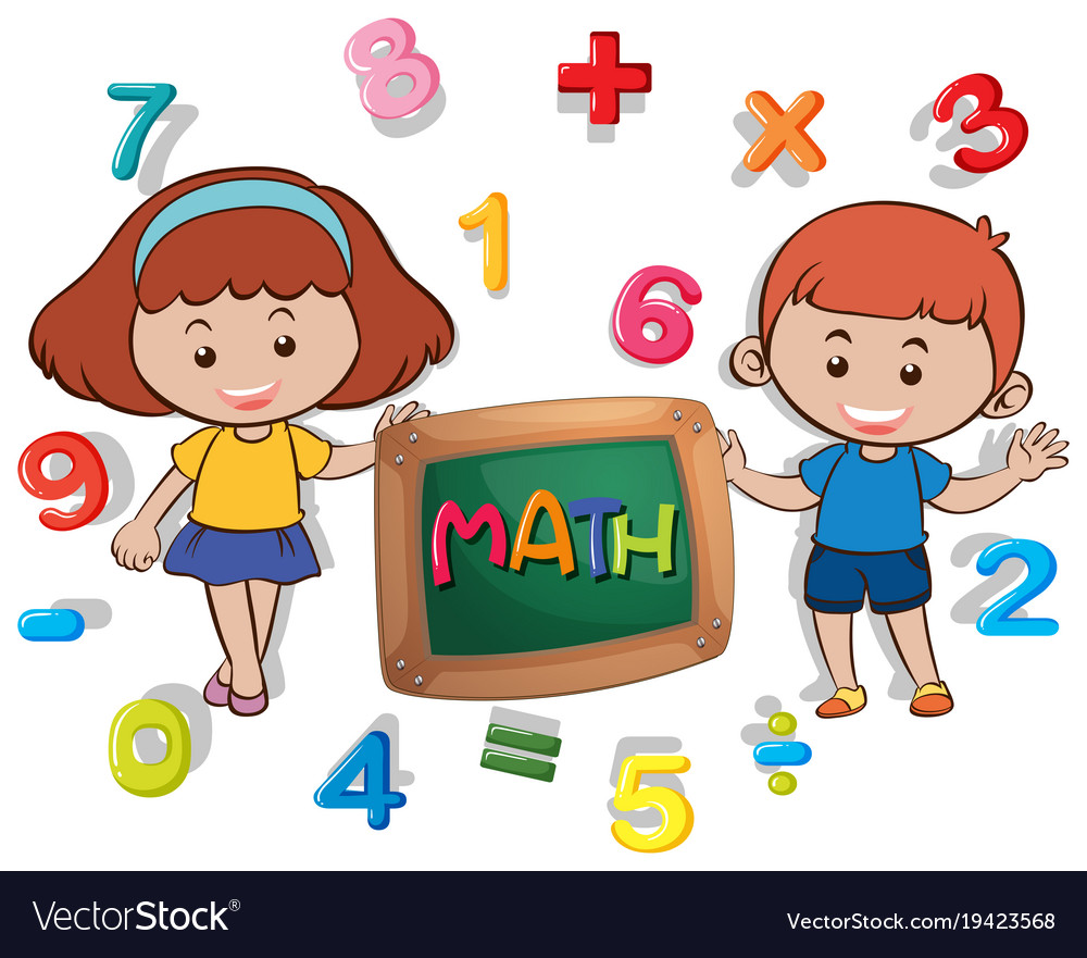 Boy and girl with many numbers Royalty Free Vector Image