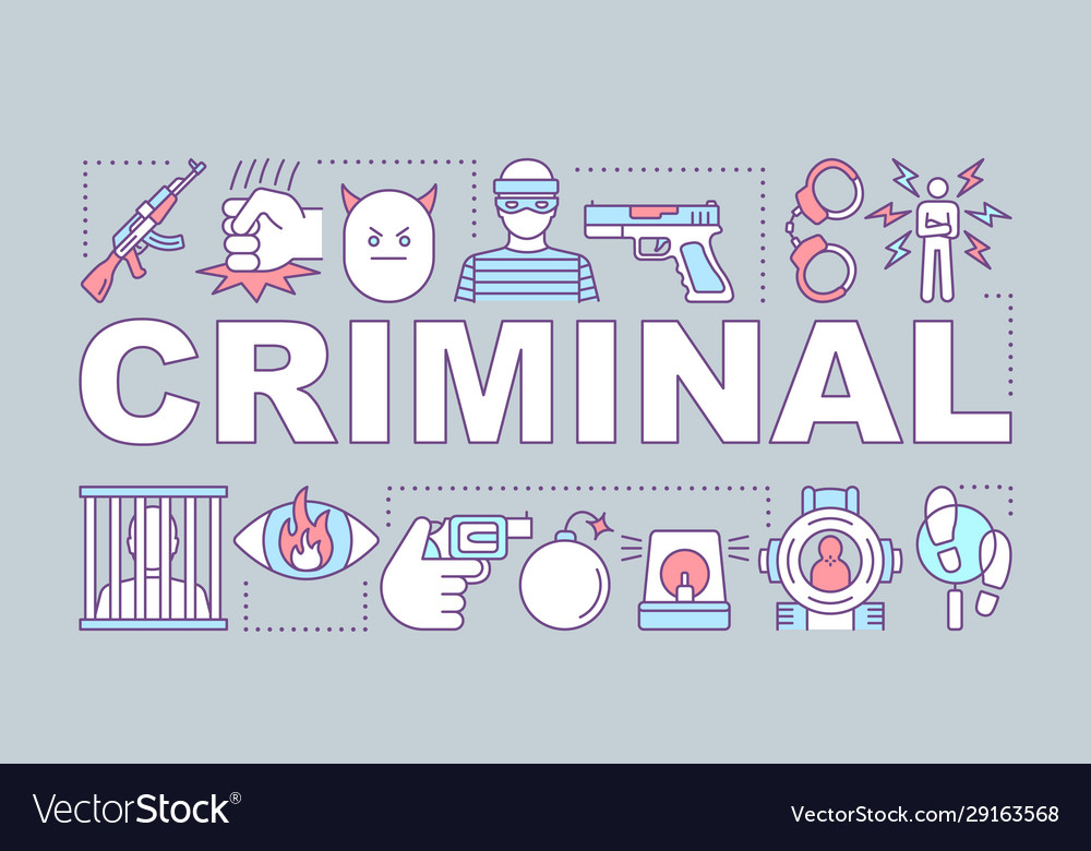 Criminal word concepts banner committing crime