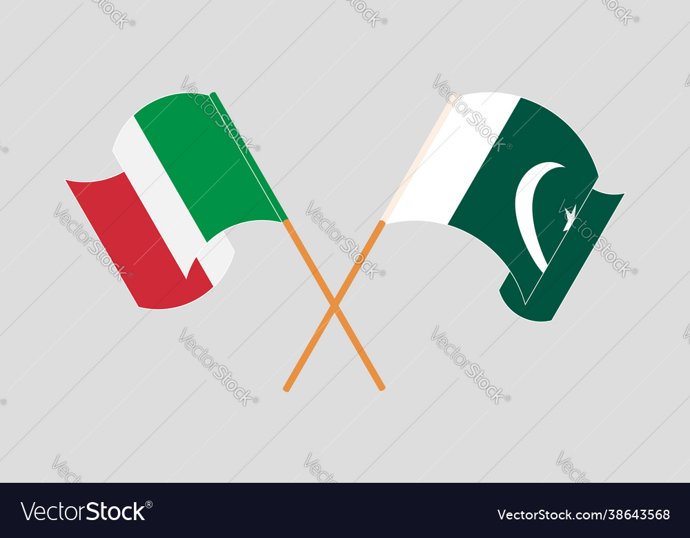 Crossed and waving flags pakistan and italy Vector Image