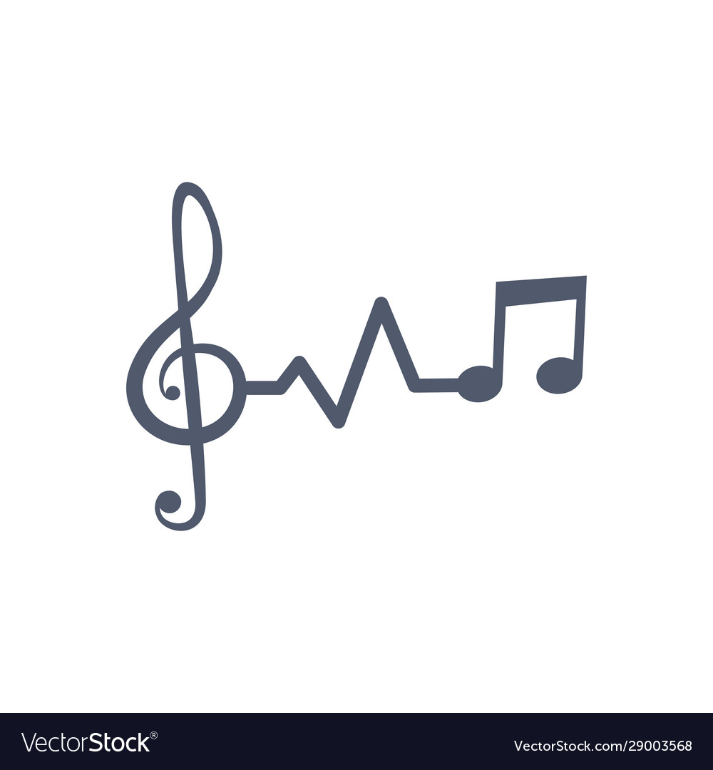 Heartbeat Pulse Line Music With Notes And Clef Vector Image