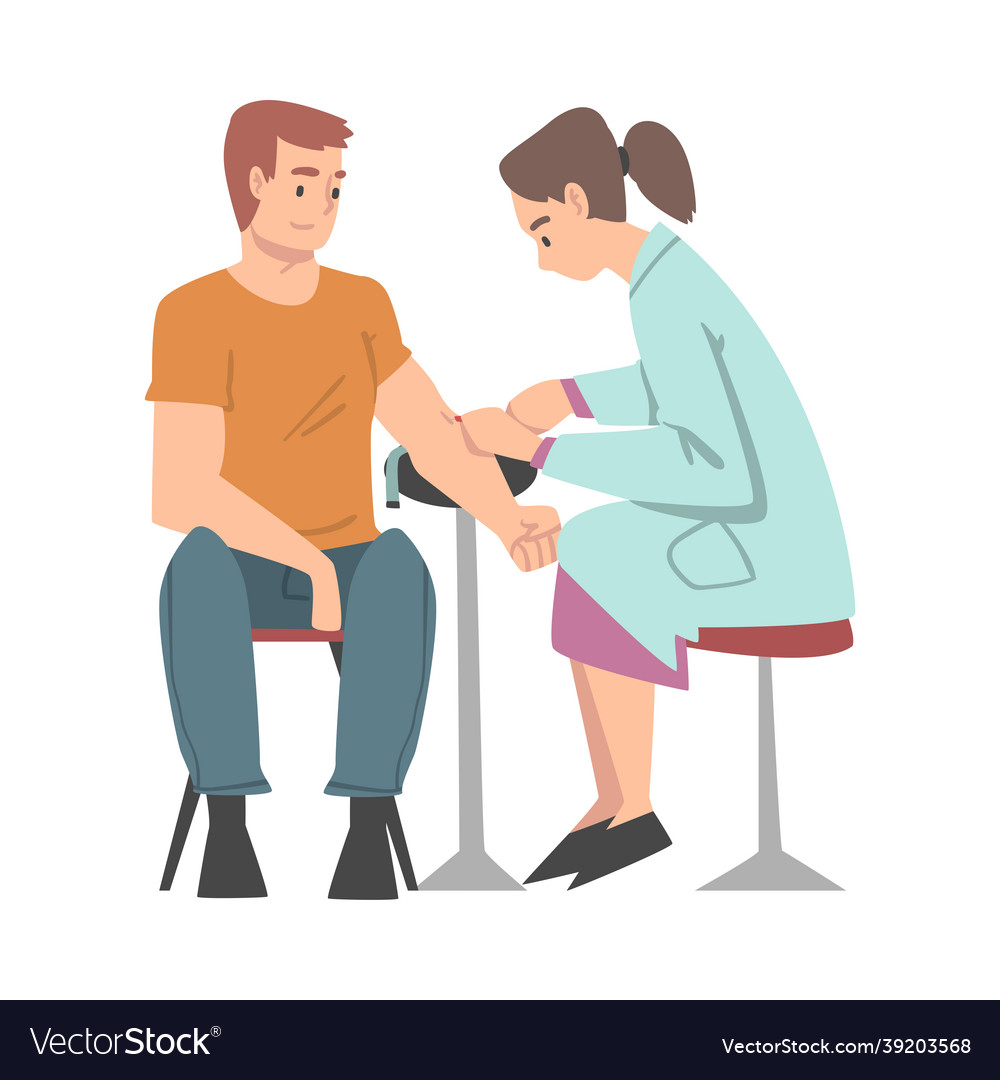 Medical check-up with female doctor in white coat Vector Image