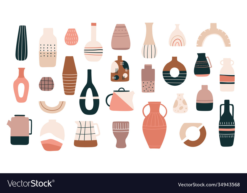 Scandinavian vases ceramic jugs pots and teapots Vector Image