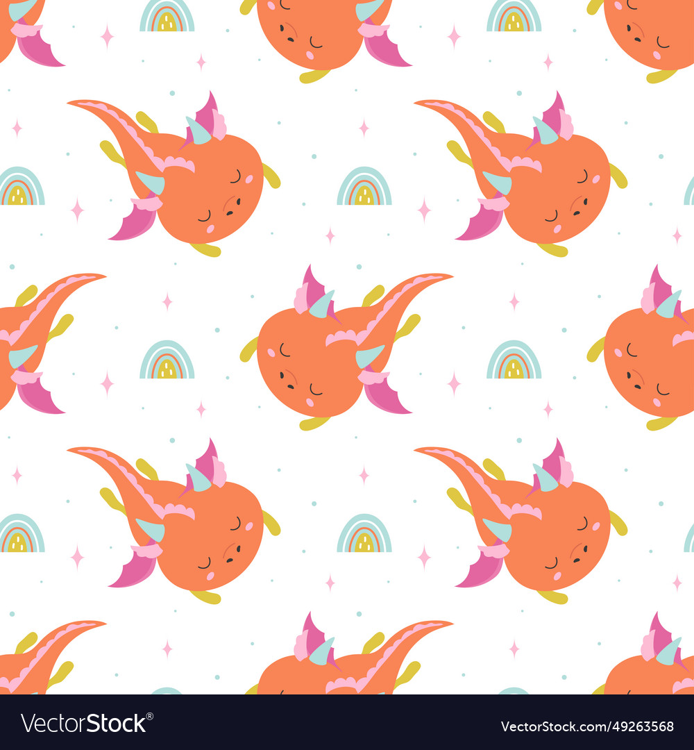 Seamless pattern with little dragon