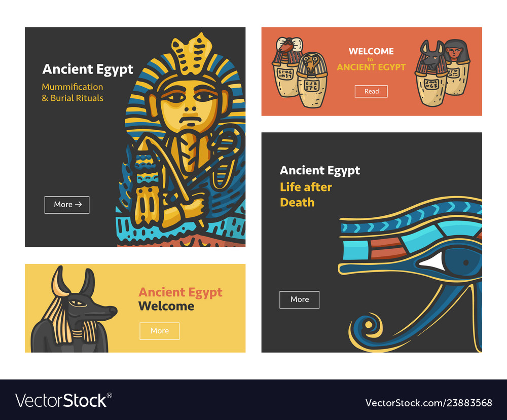 Set Of Banners With Ancient Egypt Symbols Vector Image