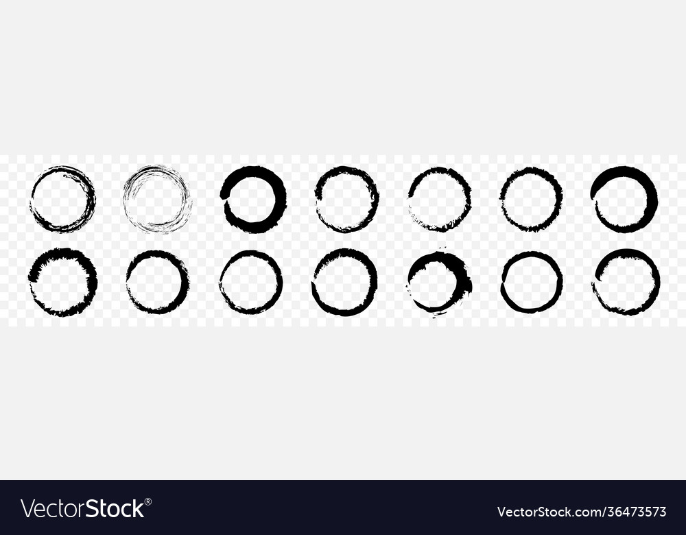 Black empty scratch circles isolated set frame