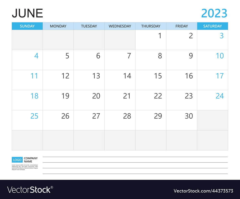 Calendar planner 2023 template-june 2023 year Vector Image