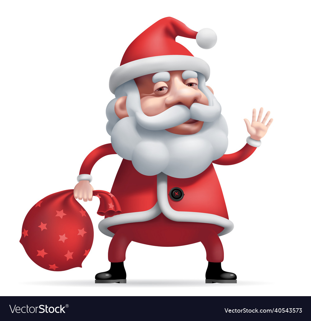 Cartoon santa claus stehend mit Tasche