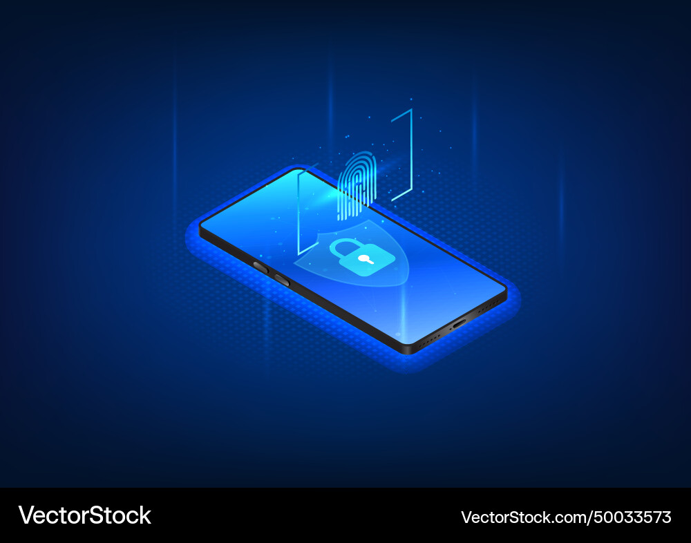 Cybersecurity technology smartphones with screen Vector Image