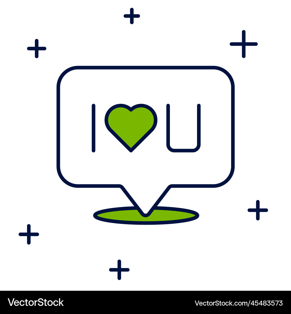 Filled outline speech bubble with text i love you Vector Image
