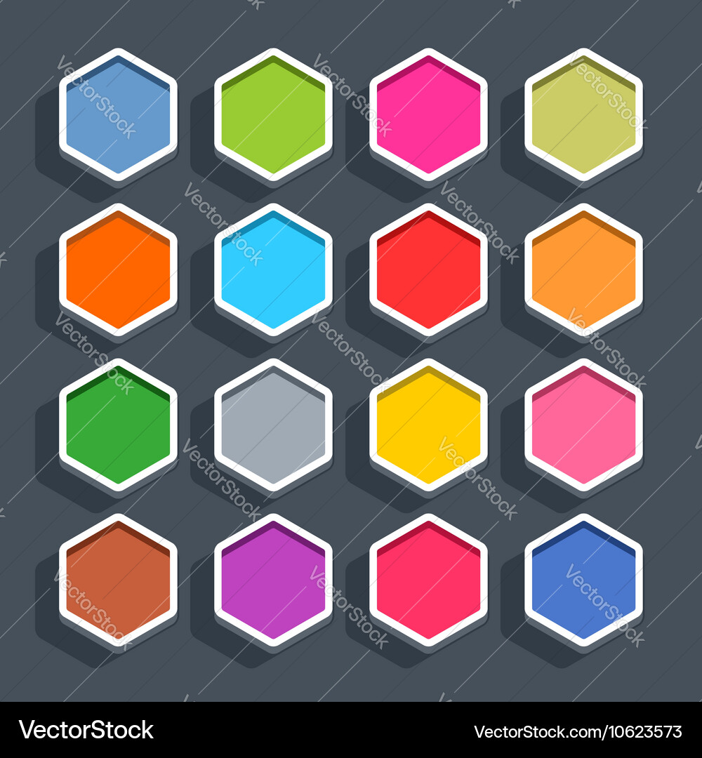 Flat blank web button hexagon icon with shadow Vector Image