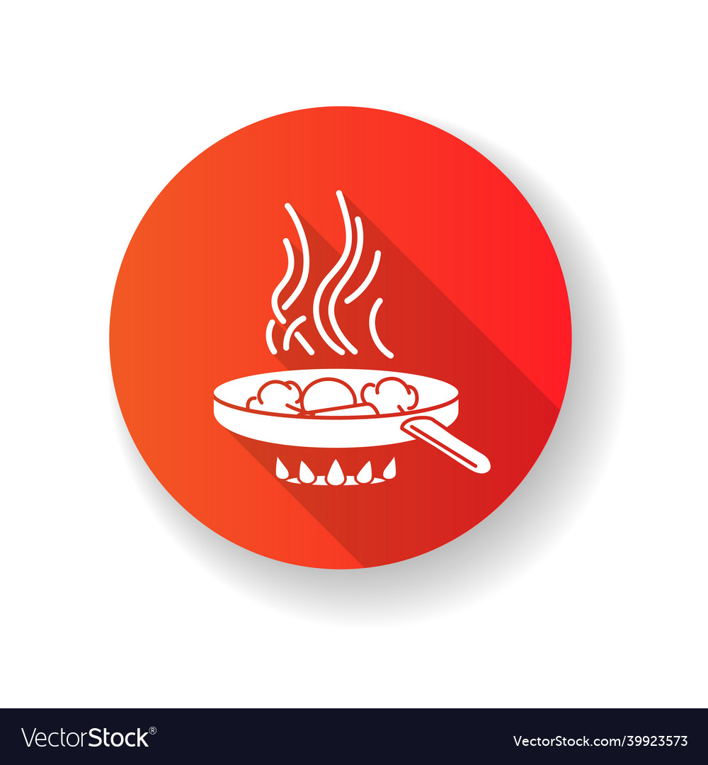 Frying red flat design long shadow glyph icon