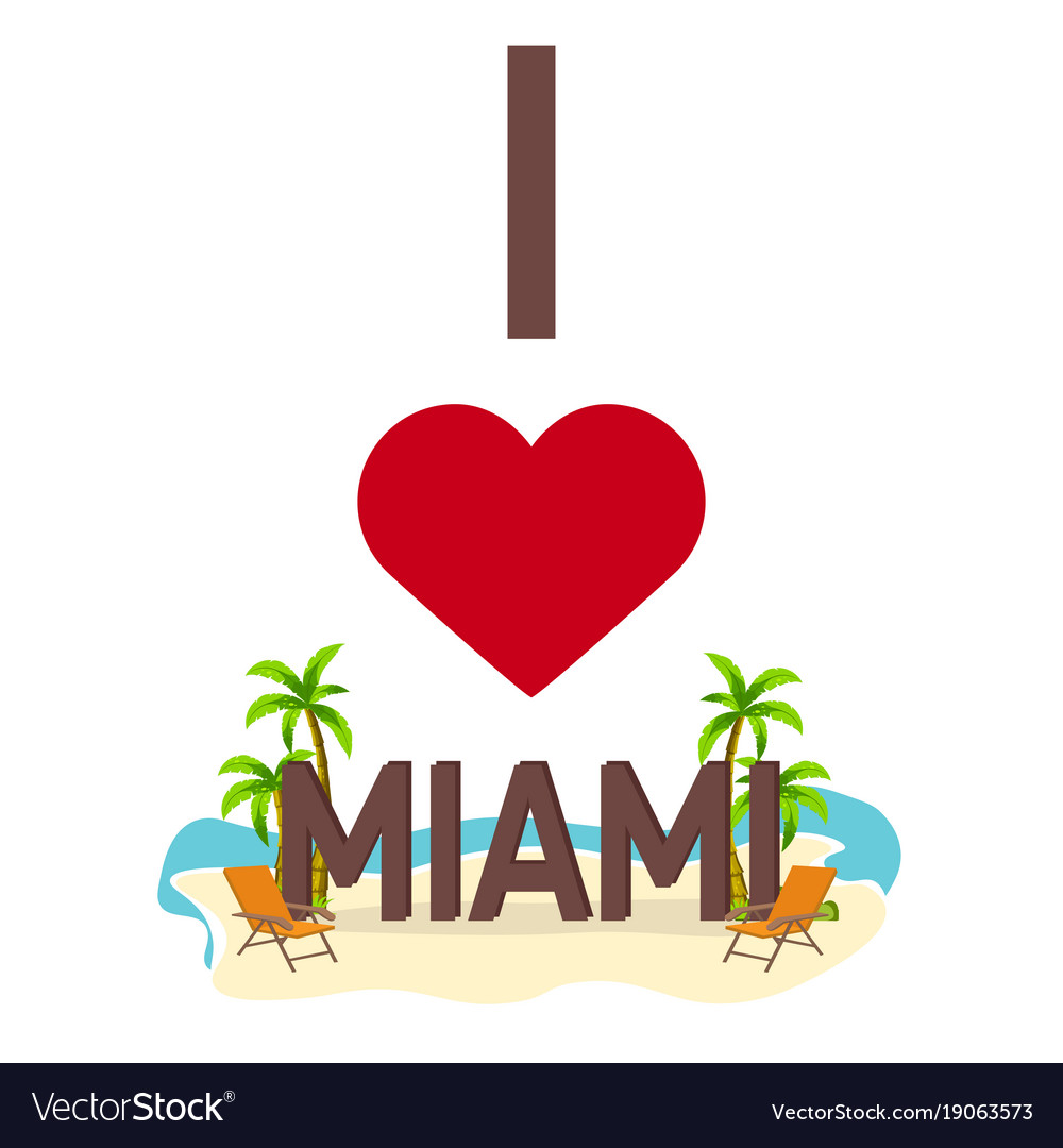 I love miami travel palm summer lounge chair Vector Image