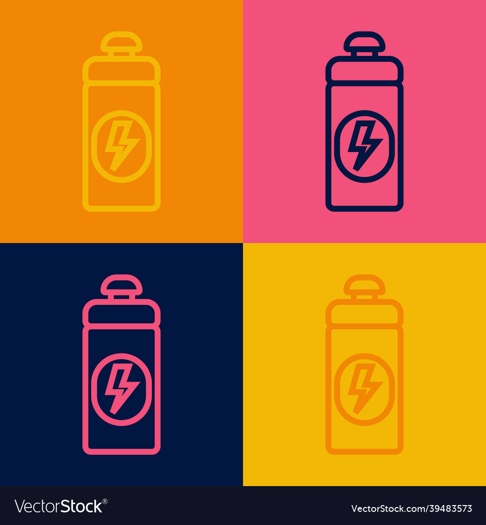 Pop art line fitness shaker icon isolated on color