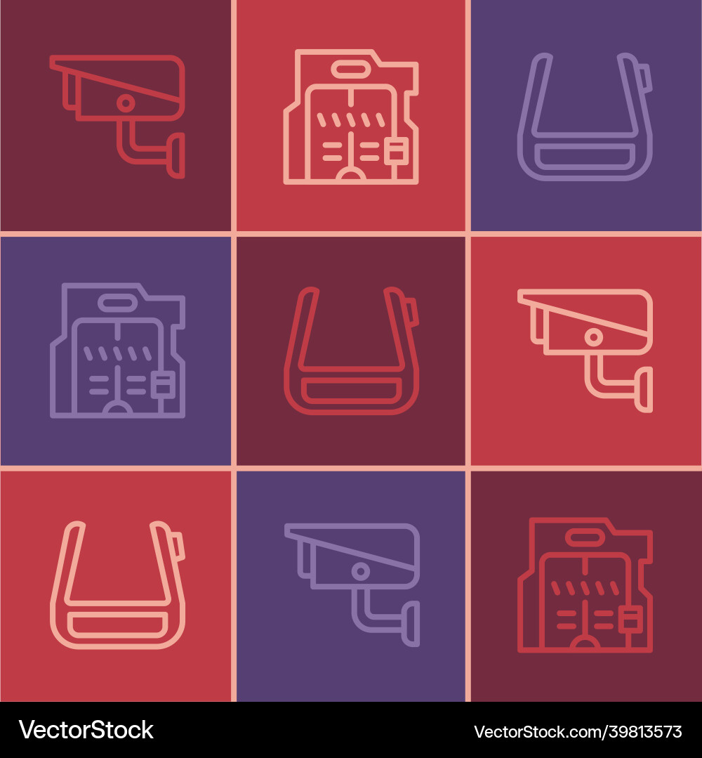 Set line security camera smart glasses Royalty Free Vector