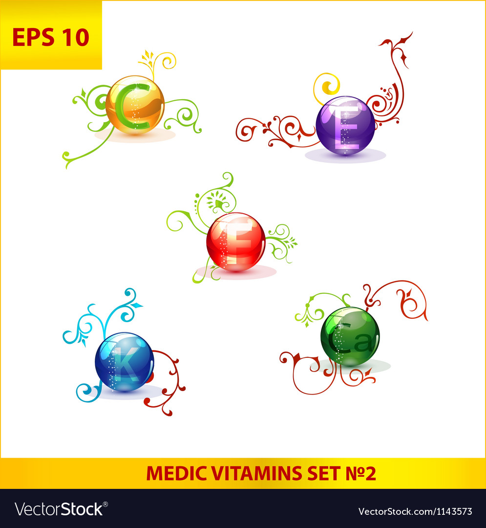 Shiny and colored medic vitamin capsules pills set