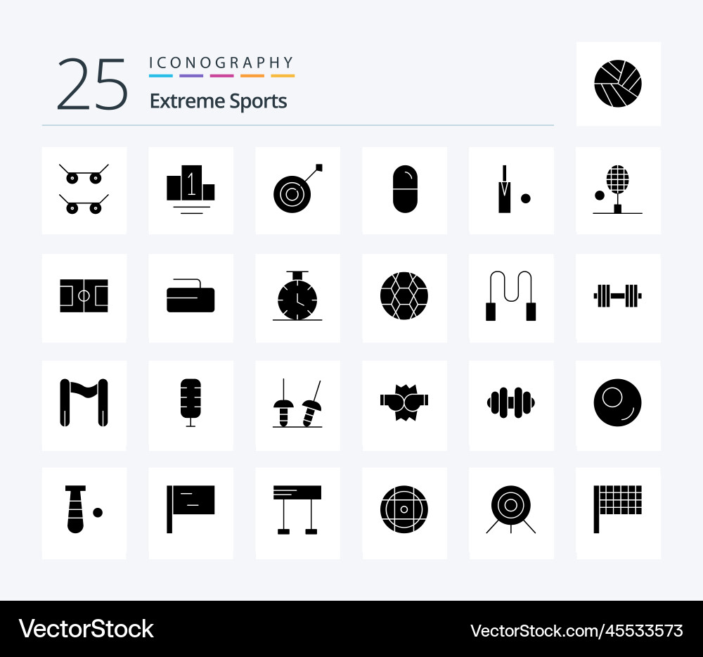 Sport 25 solid glyph icon pack including table Vector Image
