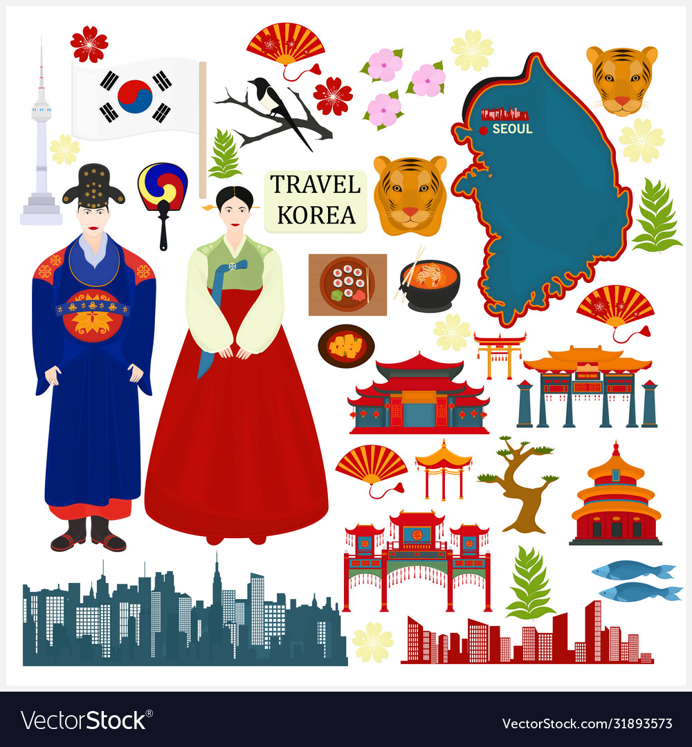 Travel to korea Royalty Free Vector Image - VectorStock