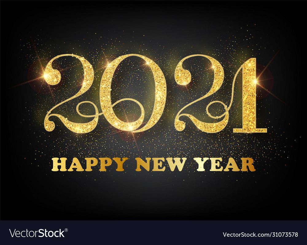 2021 happy new year gold numbers design of Vector Image