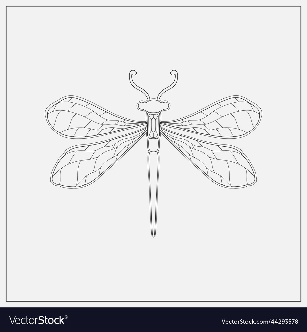 Art nouveau style dragonfly insect basic element