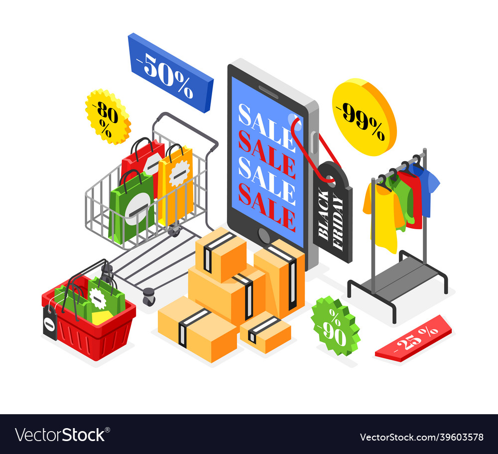 Black friday isometric design concept Royalty Free Vector