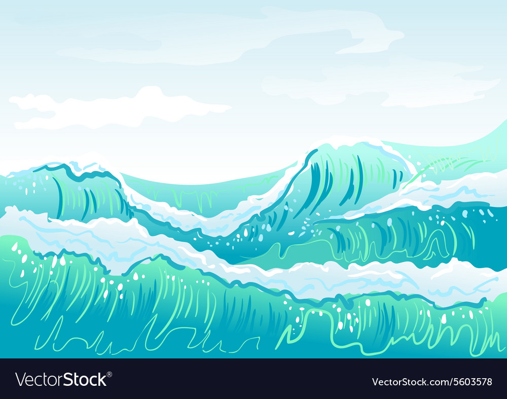 Blue sea wave and sky Royalty Free Vector Image