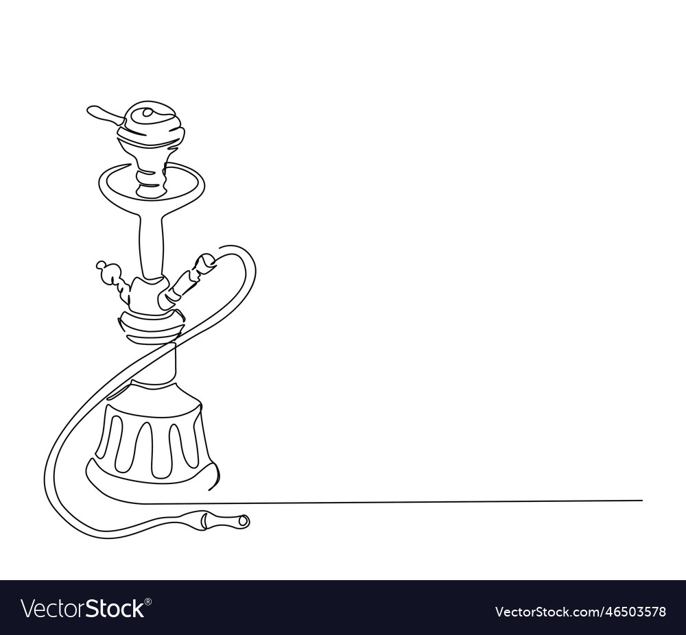 Continuous one line drawing of hookah tobacco