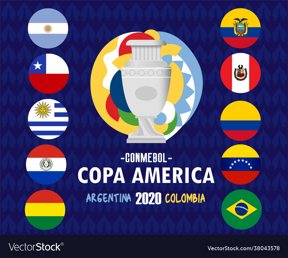 Copa america 2020 flags countries Royalty Free Vector Image