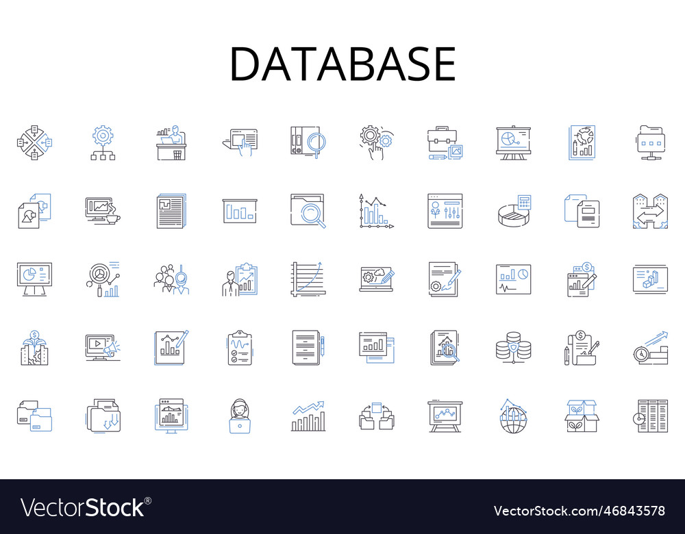 Database line icons collection strength Royalty Free Vector