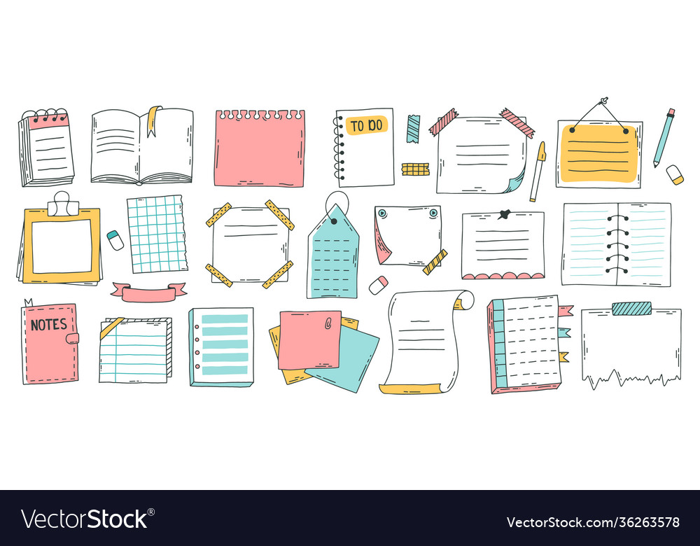 Doodle paper sheet hand drawn sketch notebook Vector Image