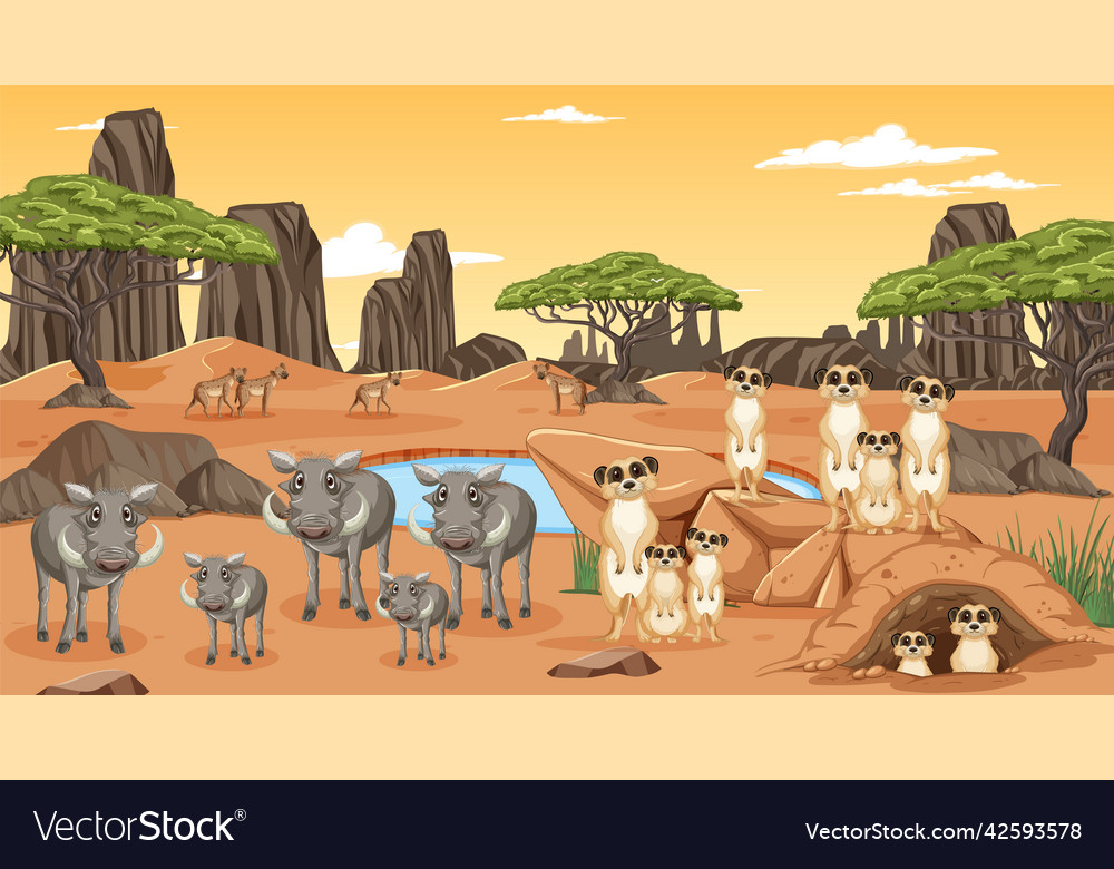 Dryland forest landscape with animals