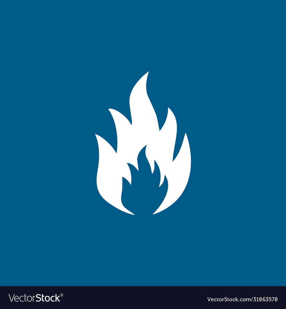 Feuersymbol auf blauem Hintergrund flach Stil