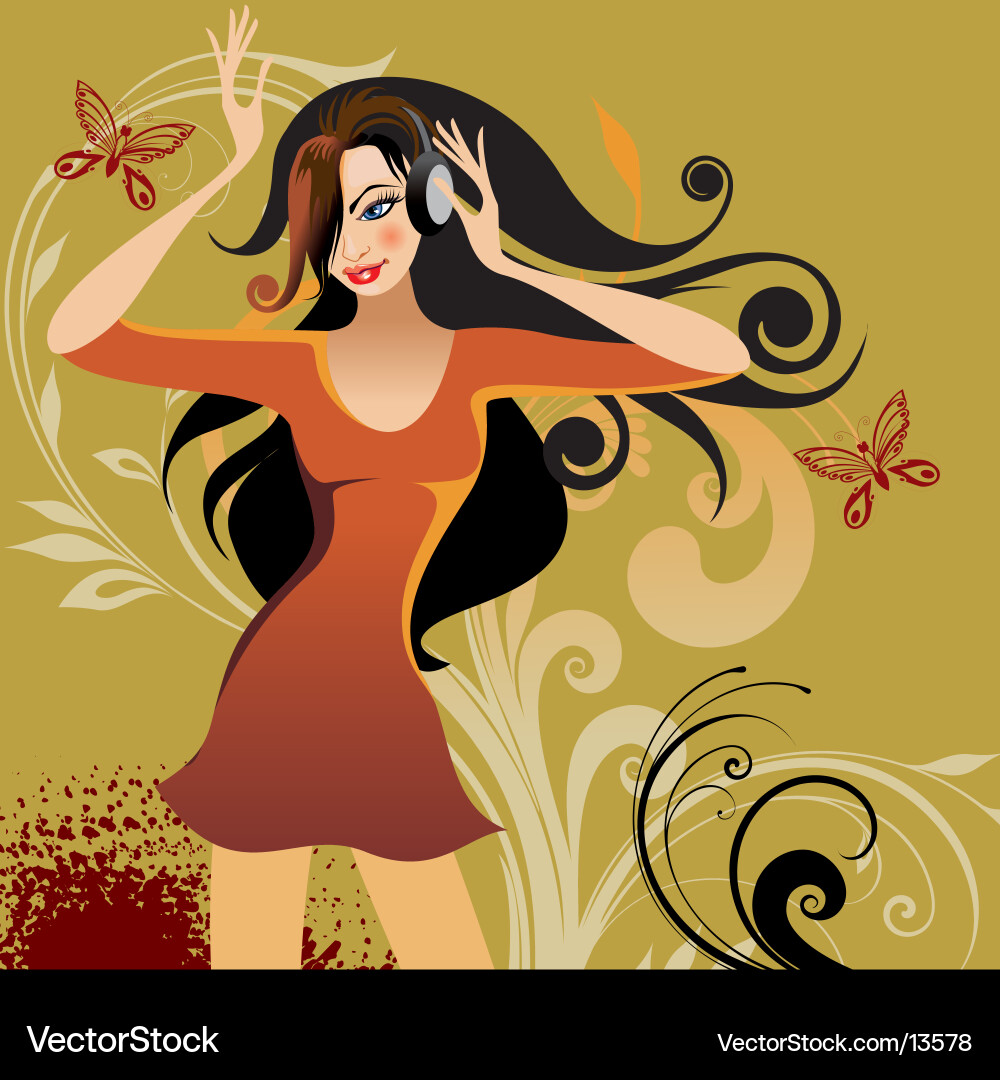 Girl with headphones Royalty Free Vector Image