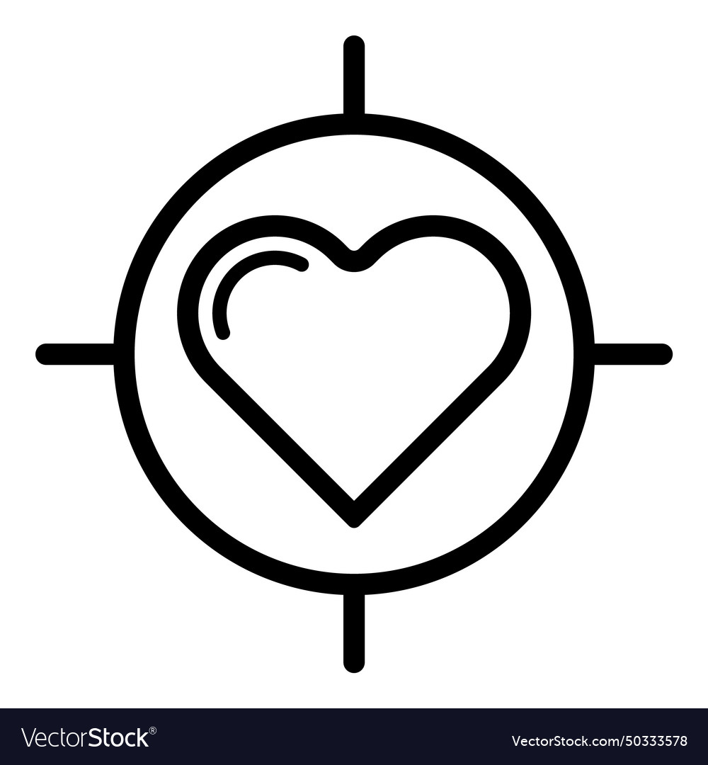 Heart target flat icon isolated on white