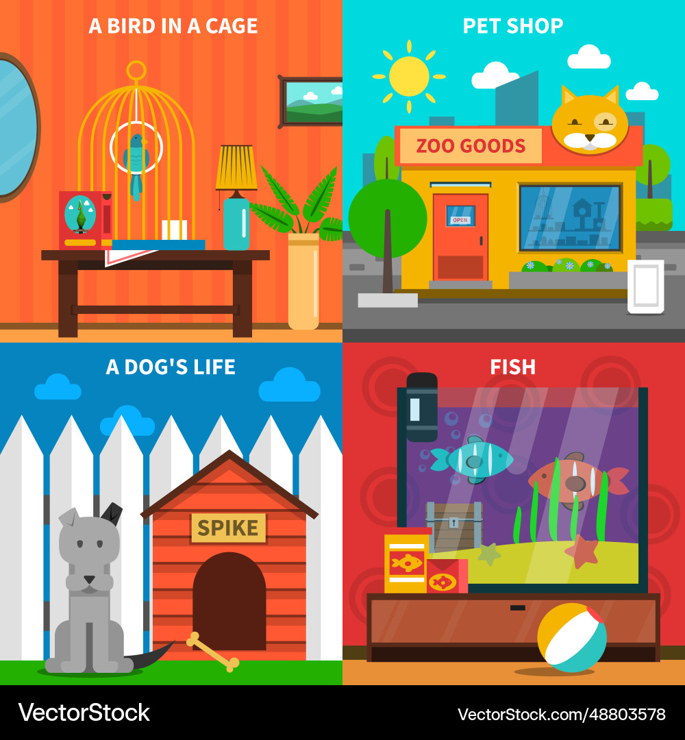Pets concept set Royalty Free Vector Image - VectorStock