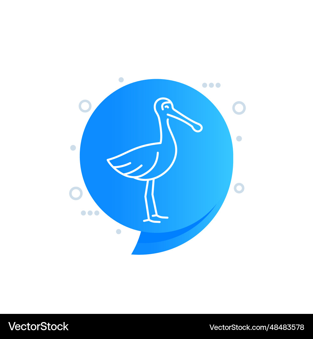 Spoonbill line icon art Royalty Free Vector Image