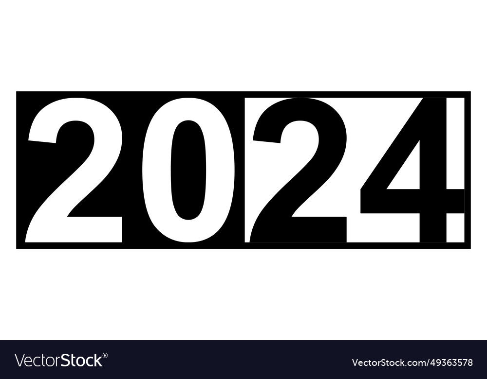 Typography black white logo 2024 happy new year