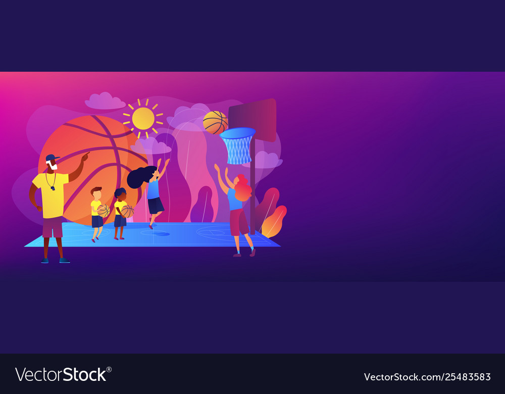 Basketball camp concept banner header Royalty Free Vector