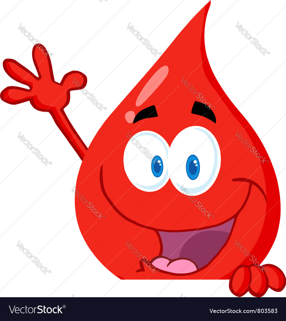 Blood guy waving over a blank sign Royalty Free Vector Image