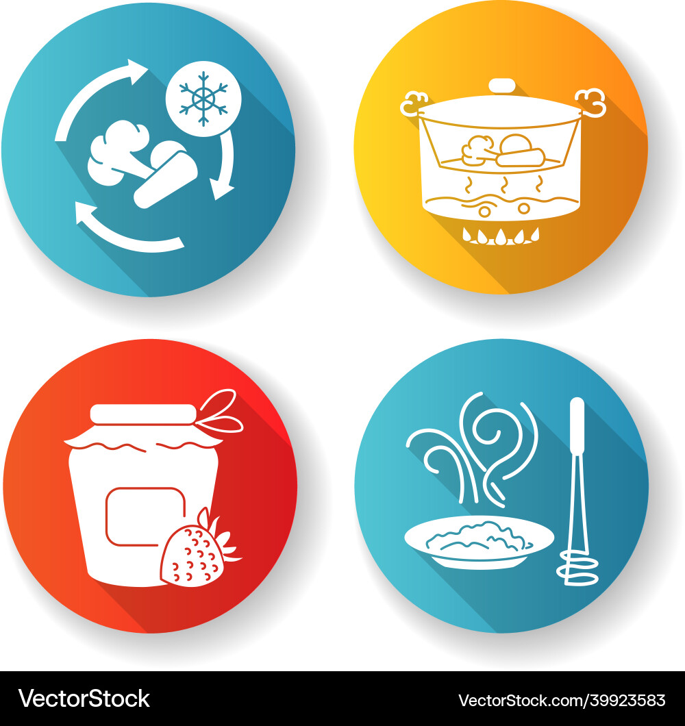 Culinary methods flat design long shadow glyph Vector Image