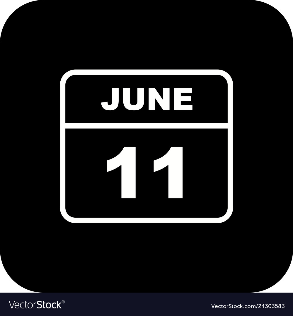 June 11th date on a single day calendar Royalty Free Vector