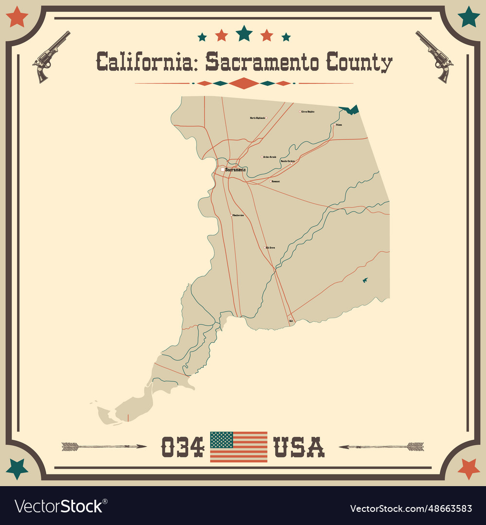 Large and accurate map of sacramento county Vector Image