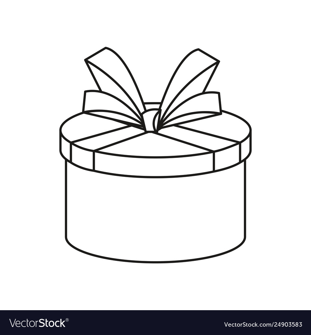 Outline gift box surprise birthday Royalty Free Vector Image